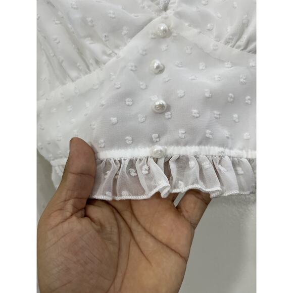 Coquette Victorian Milkmaid Y2K Romance Crop Top L Fairy Whimsical Dainty Ballet - Picture 7 of 16